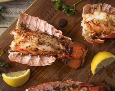 Seasoned Baked Lobster Tails with Lemon and Butter Sauce
